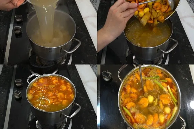 Nấu nước dùng mì Quảng thơm ngon