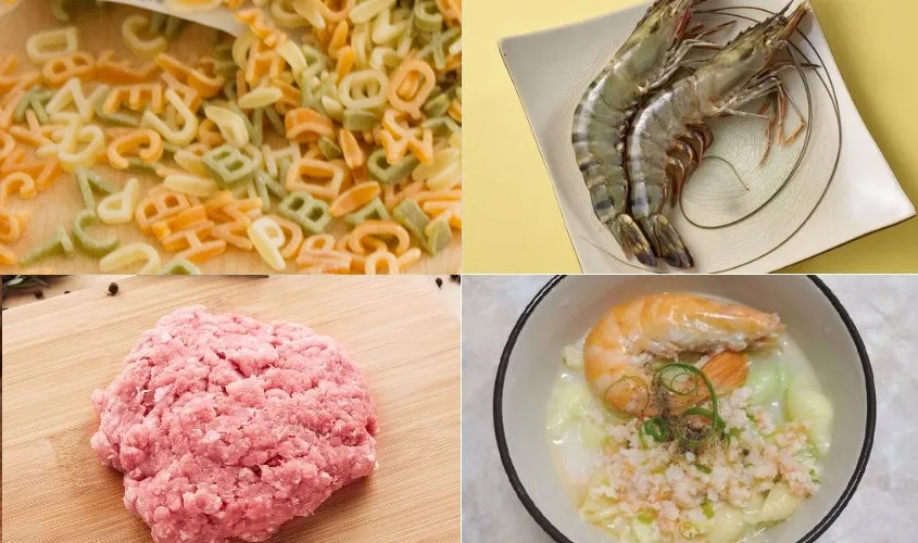 Món nui tôm thịt băm đầy màu sắc kích thích vị giác của trẻ nhỏ