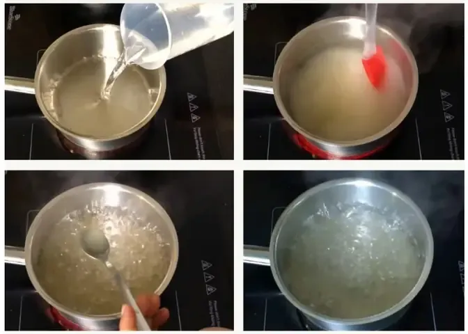 Nước đường pha trà tắc đã nấu xong trong suốt và sánh mịn