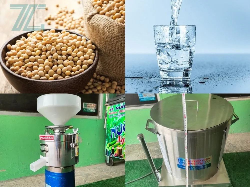 Nguyên liệu và dụng cụ làm sữa đậu nành