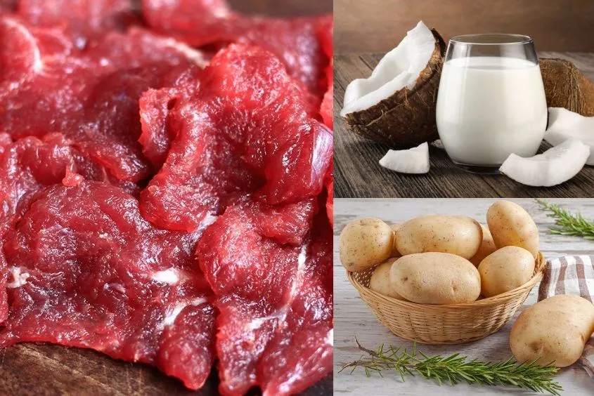 Món kho thịt bò cho bé kết hợp khoai tây và nước cốt dừa