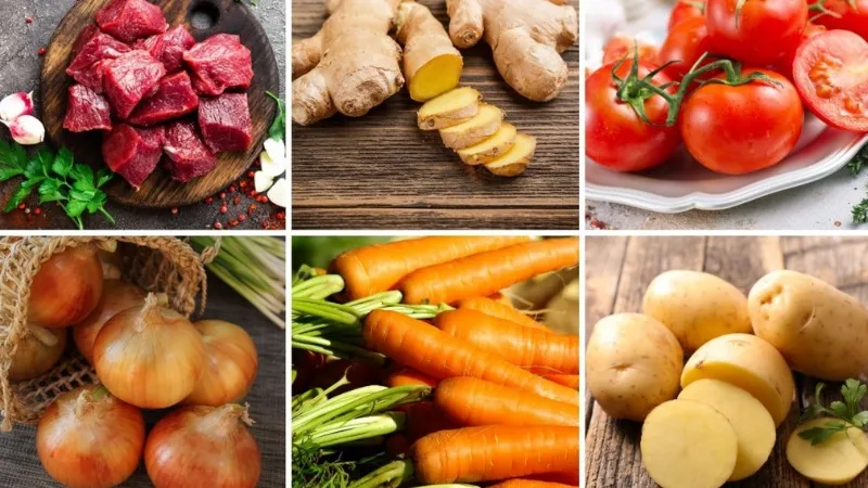 thịt bò sốt vang miền bắc chuẩn bị nguyên liệu