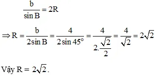 Minh họa tam giác với góc B = 45°