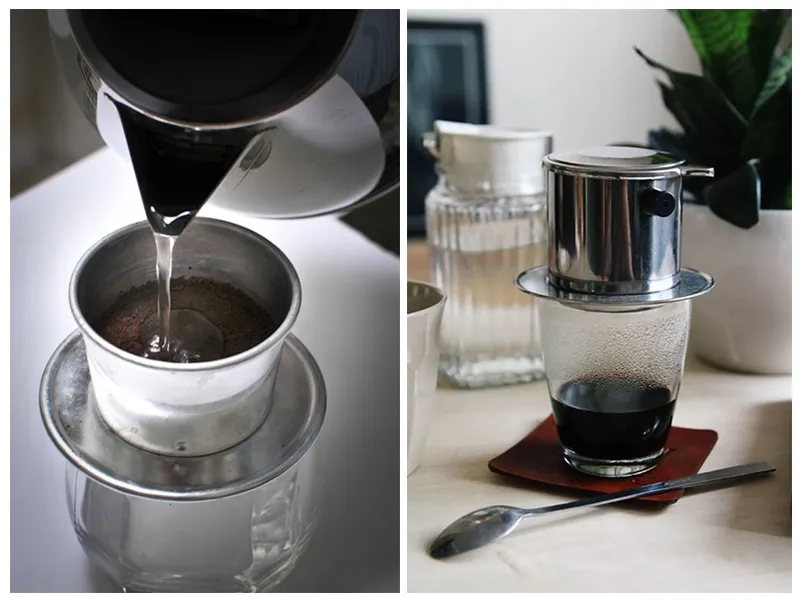 Quy trình ủ cafe phin với nước sôi để tạo lớp crema tự nhiên