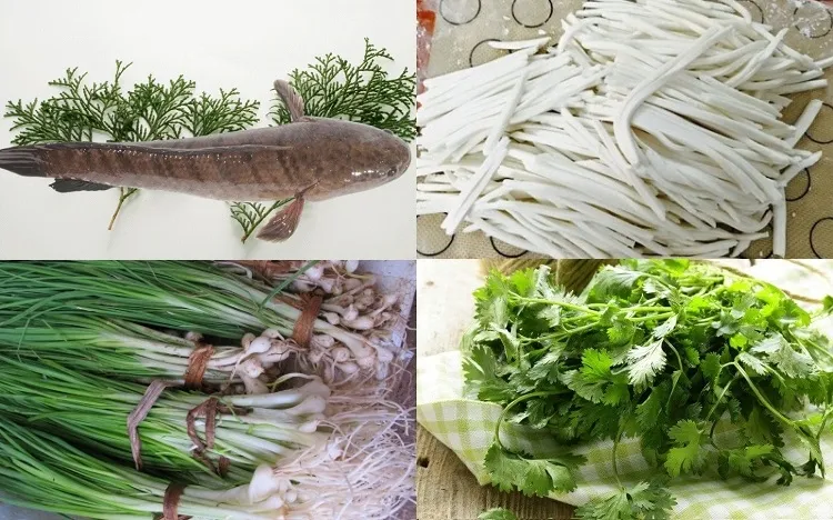 Các nguyên liệu tươi ngon cần thiết để bắt đầu nấu bánh canh cá lóc