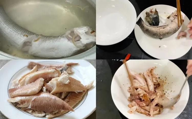 Thịt cá lóc sau khi luộc chín cần được lọc xương một cách khéo léo nhất