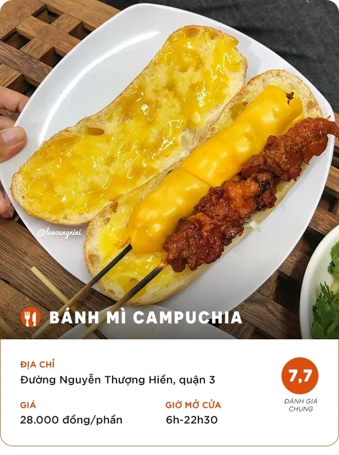 Bánh mì Campuchia với lớp bơ phết dày đặc trưng