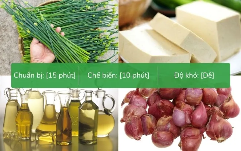 Nguyên liệu chuẩn bị nấu canh hẹ đậu hũ