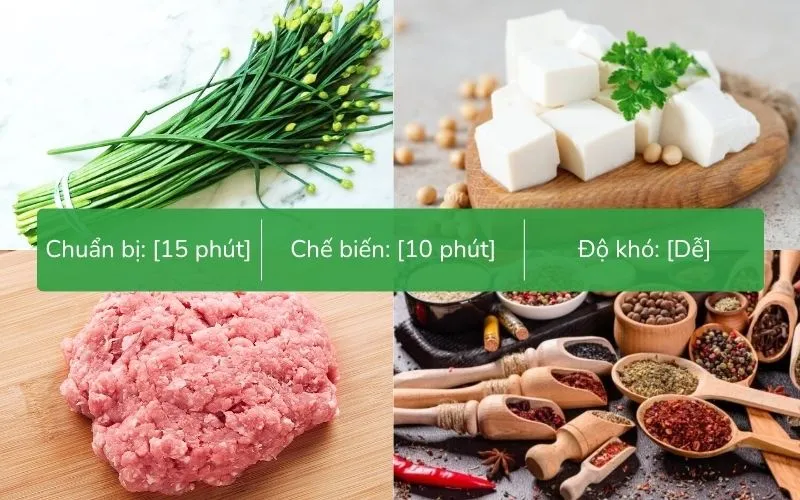 Các bước sơ chế thịt bằm và hẹ tươi