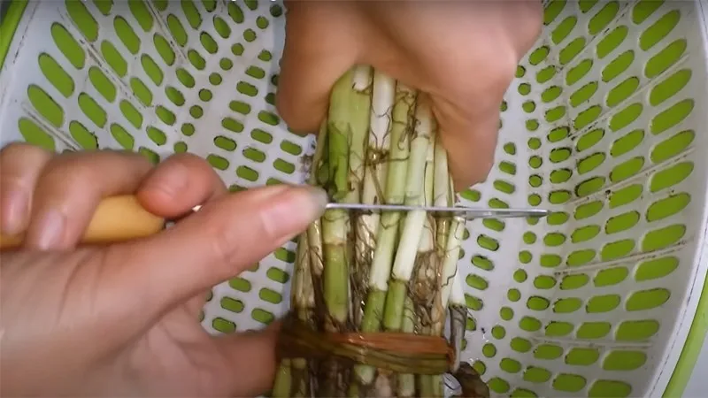 Hướng dẫn cách nhặt rau cần ta lấy phần thân giòn ngon