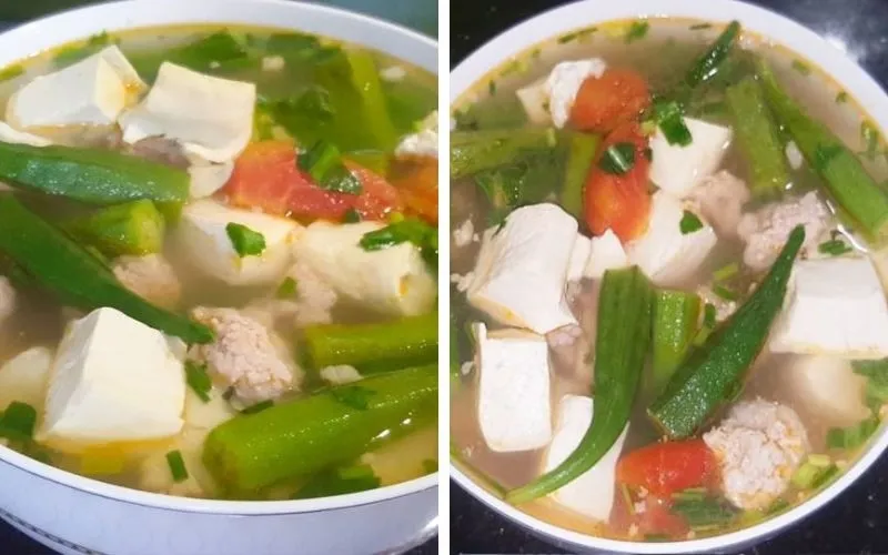 Canh đậu bắp thịt viên