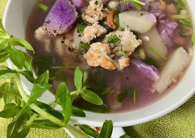 Canh khoai từ, khoai mỡ nấu tôm