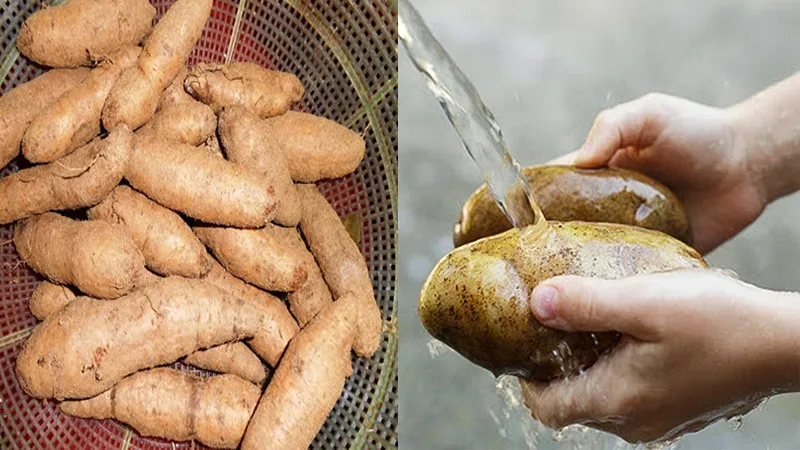 Gọt vỏ khoai từ cần cẩn thận để tránh ngứa