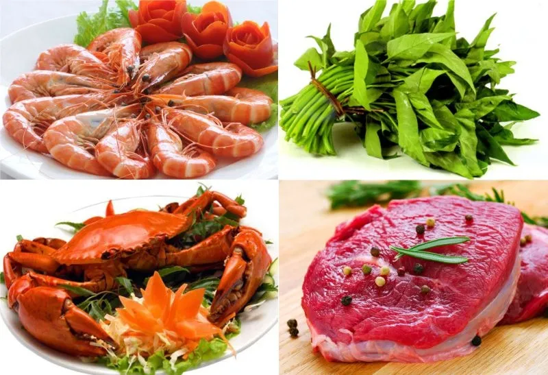 Các thực phẩm cần kiêng sau cắt mí bao gồm thịt đỏ, hải sản, rau muống và đồ cay