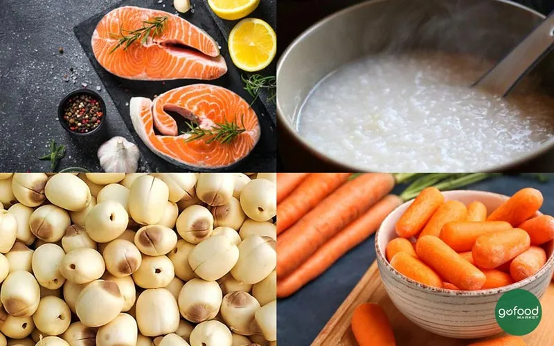 Cháo cá hồi hạt sen giúp bé ngủ ngon và tiêu hóa tốt