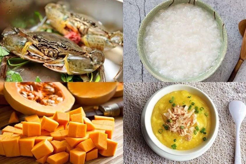 Cháo cua cho bé kết hợp bí đỏ thơm ngon