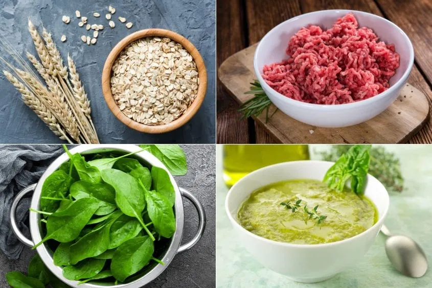 Cháo yến mạch thịt bò cải bó xôi