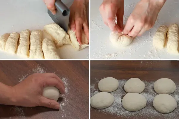 Chia bột và tạo hình bánh burger tròng đều