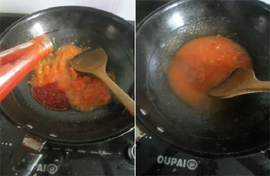 Xào cà chua thật kỹ để tạo ra hỗn hợp nước sốt đặc sánh chuẩn vị