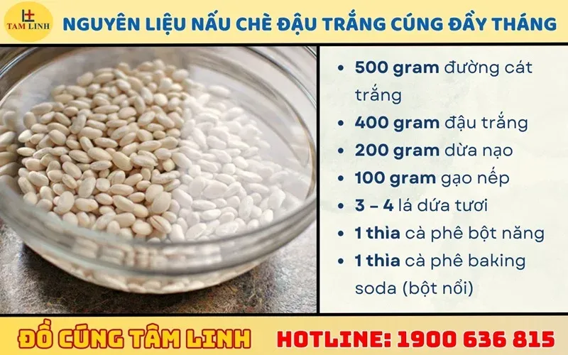Chuẩn bị nguyên liệu cách nấu chè đậu trắng cúng đầy tháng