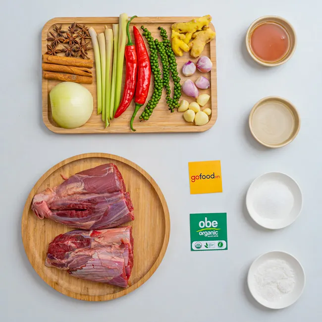 Chuẩn bị món nguyên liệu món bắp bò ngâm mắm