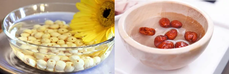 Sơ chế nguyên liệu cho món chè táo đỏ