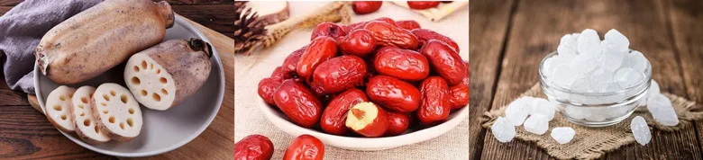 Nguyên liệu chè táo đỏ củ sen