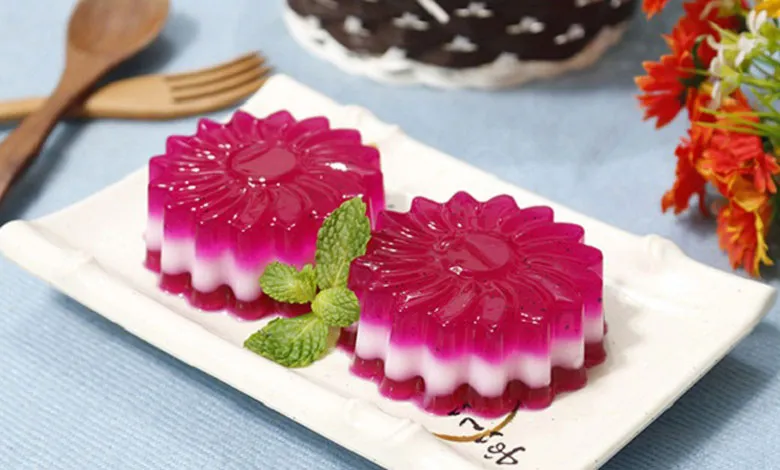 Cách nấu thạch rau câu dừa thanh long: thành phẩm