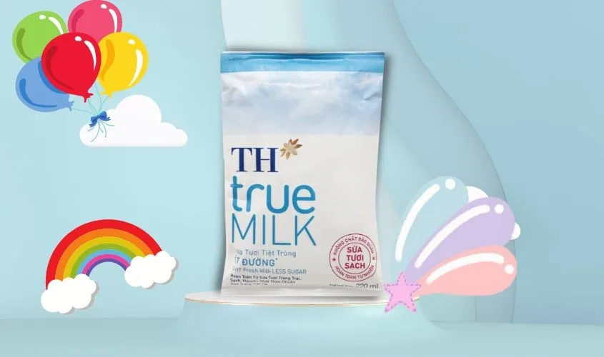 Sữa tươi TH True Milk ít đường cho bé trên 1 tuổi