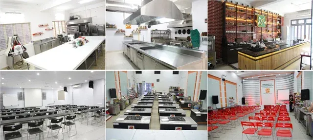 Cơ sở vật chất hiện đại với bếp thực hành chuẩn nhà hàng