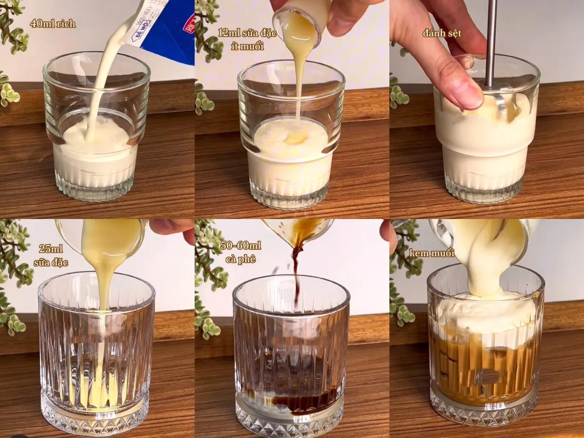 Ly cafe muối hoàn chỉnh với lớp kem muối bông mịn phủ trên