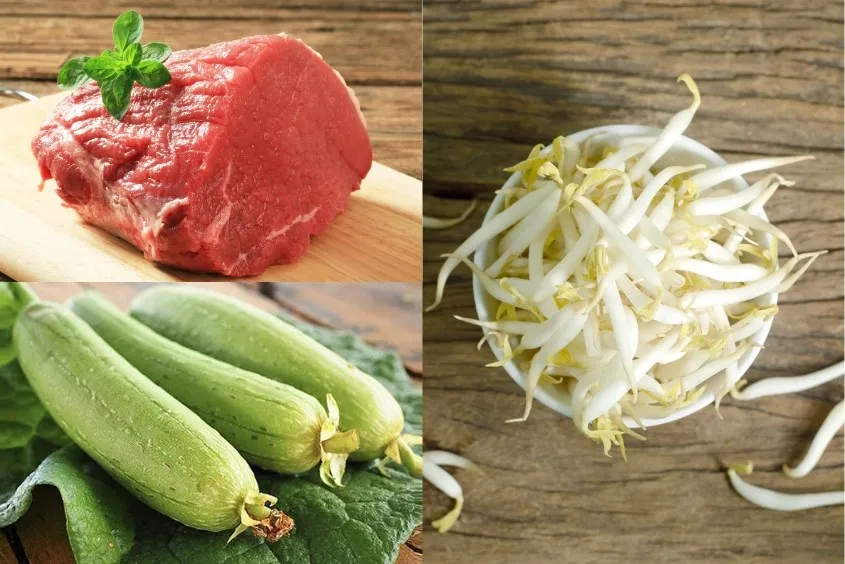 Công thức cháo thịt bò giá đỗ cho bé phối hợp cùng mướp hương