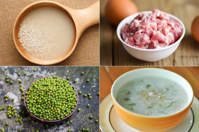 Công thức cháo thịt heo cho bé và đậu xanh
