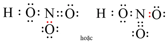Biểu diễn công thức electron hoàn chỉnh của phân tử axit nitric