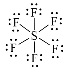 Cấu trúc phân tử SF6 với nguyên tử lưu huỳnh ở trung tâm liên kết với sáu nguyên tử flo