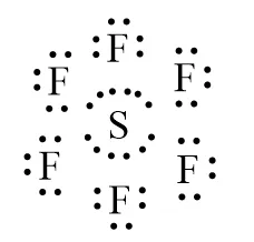 Công thức electron của SF6 thể hiện các cặp electron dùng chung