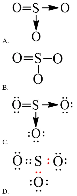 Các đáp án về công thức Lewis của SO3