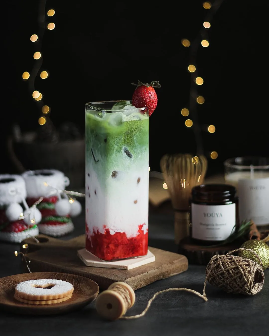 công thức pha chế matcha latte dâu tây