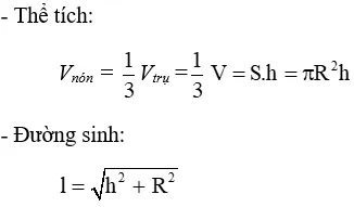 Mối quan hệ giữa h, R và l trong hình nón
