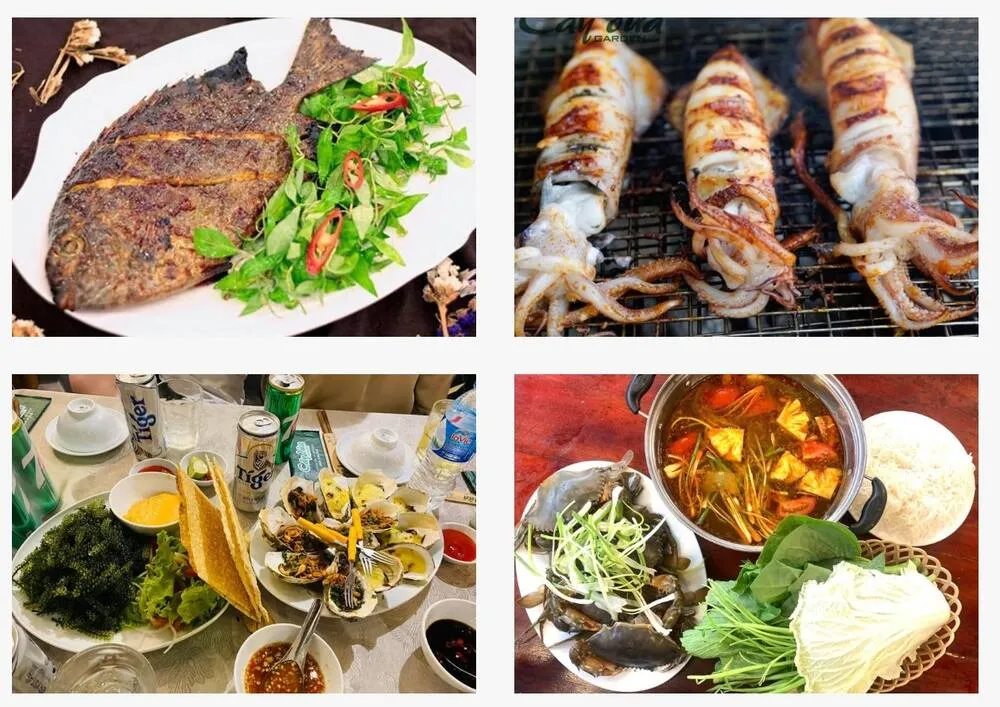 Lẩu hải sản với tôm, mực, cá tươi trong nồi nước dùng trong