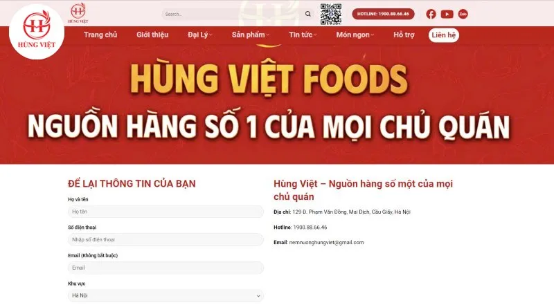 Đặt hàng qua website Hùng Việt