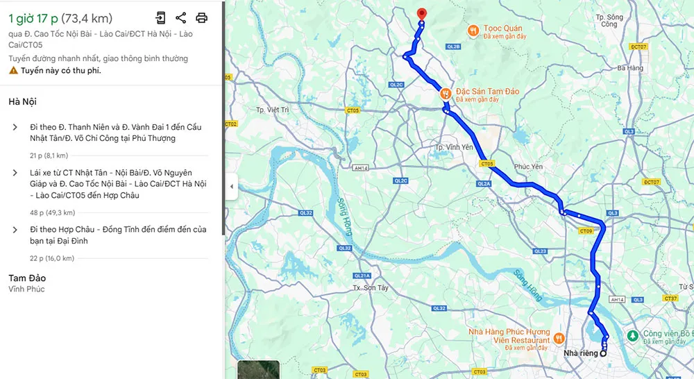 Nhà hàng Long Hà nằm trên dốc Tam Đảo, dễ nhận diện từ xa (Ảnh: Google Maps)