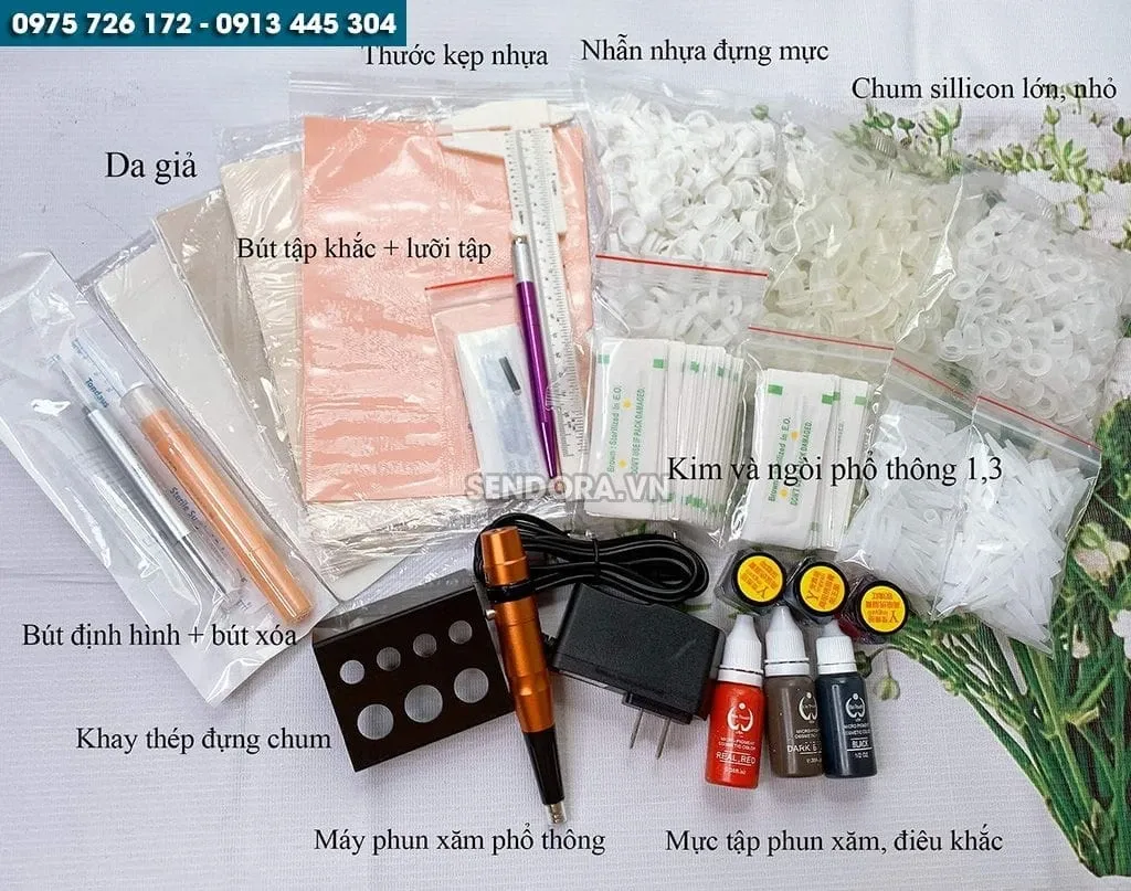 Combo dụng cụ phun xăm tphcm cơ bản dành cho học viên năm 2026