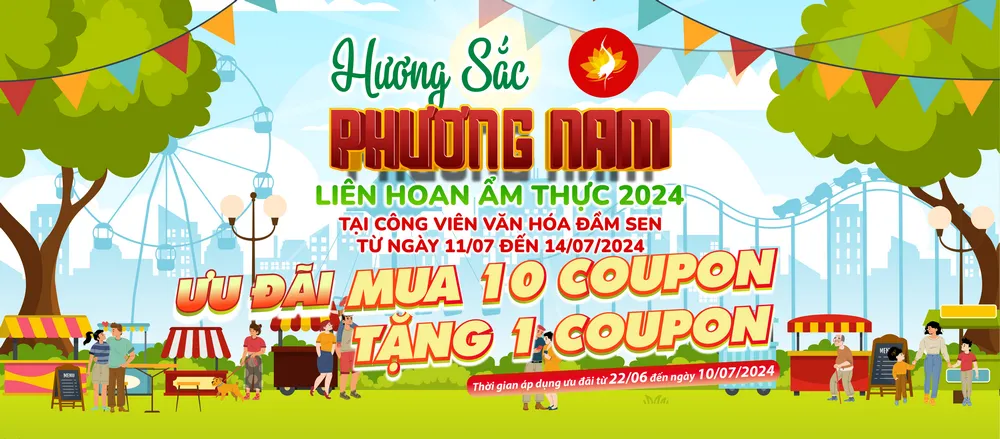 Không gian nhộn nhịp tại Liên hoan ẩm thực Hương Sắc Phương Nam ở Đầm Sen