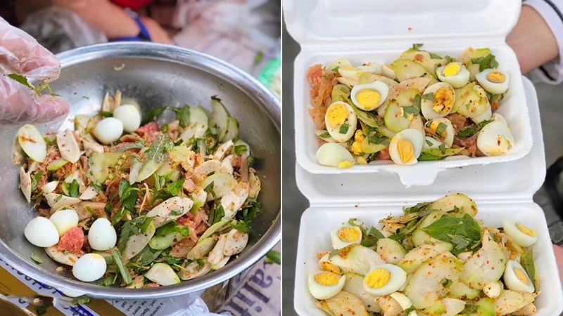 Trê trộn với cóc non và trứng cút