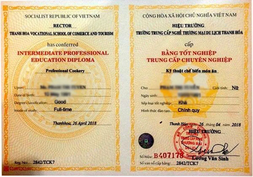 Quy trình làm bằng trung cấp nấu ăn