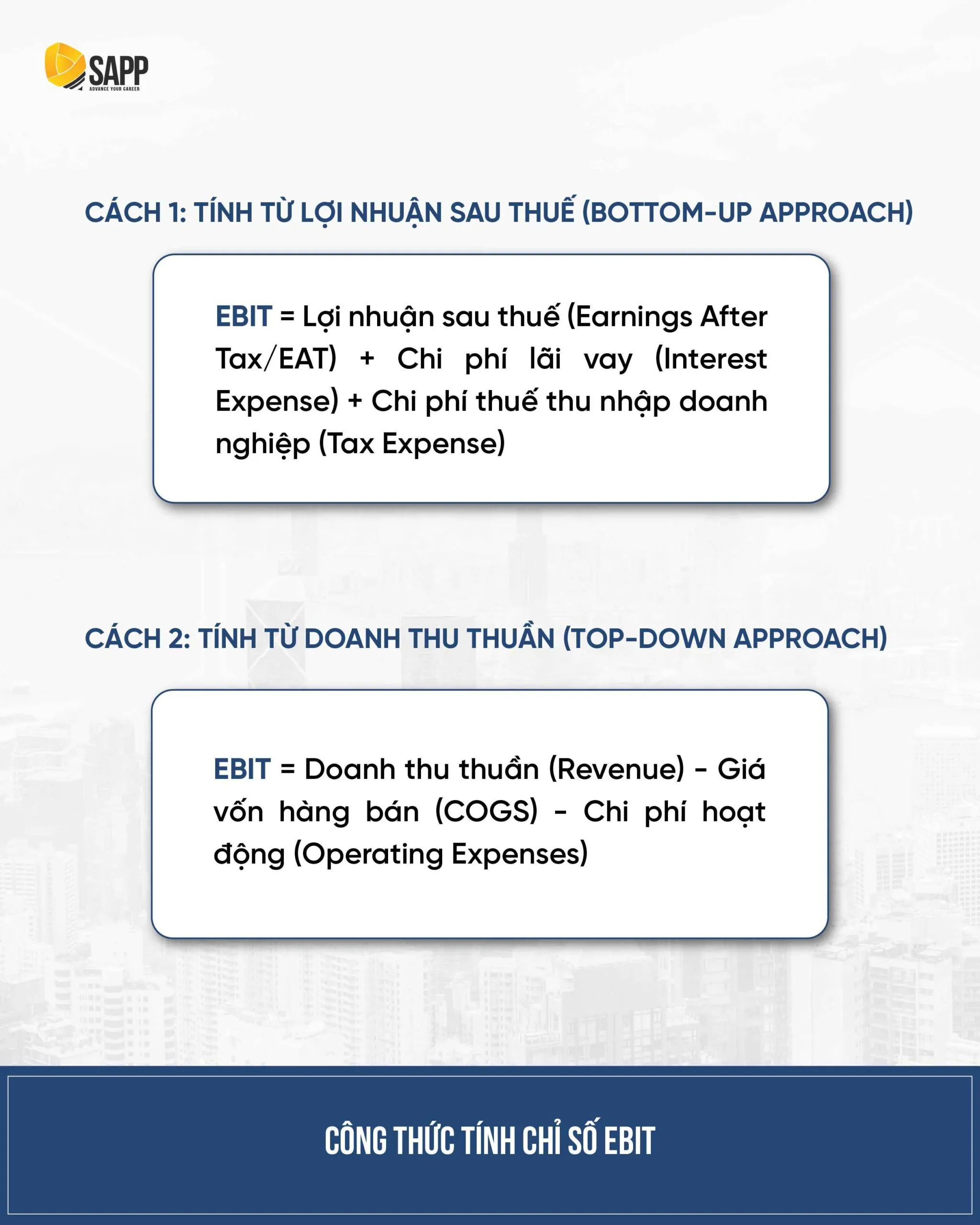 Công thức tính EBIT là gì trong Tài chính doanh nghiệp