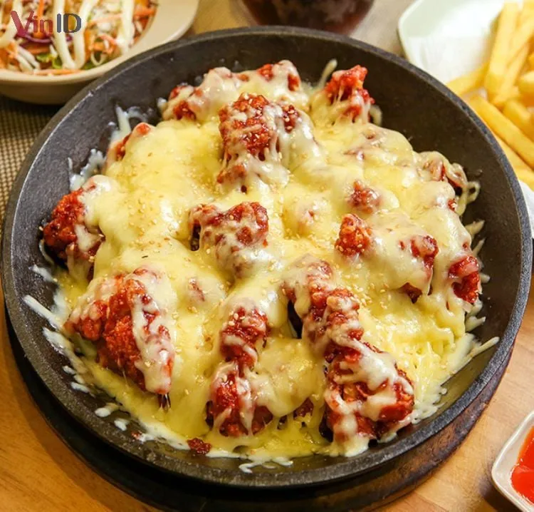 Gà chiên phủ phô mai nướng lò