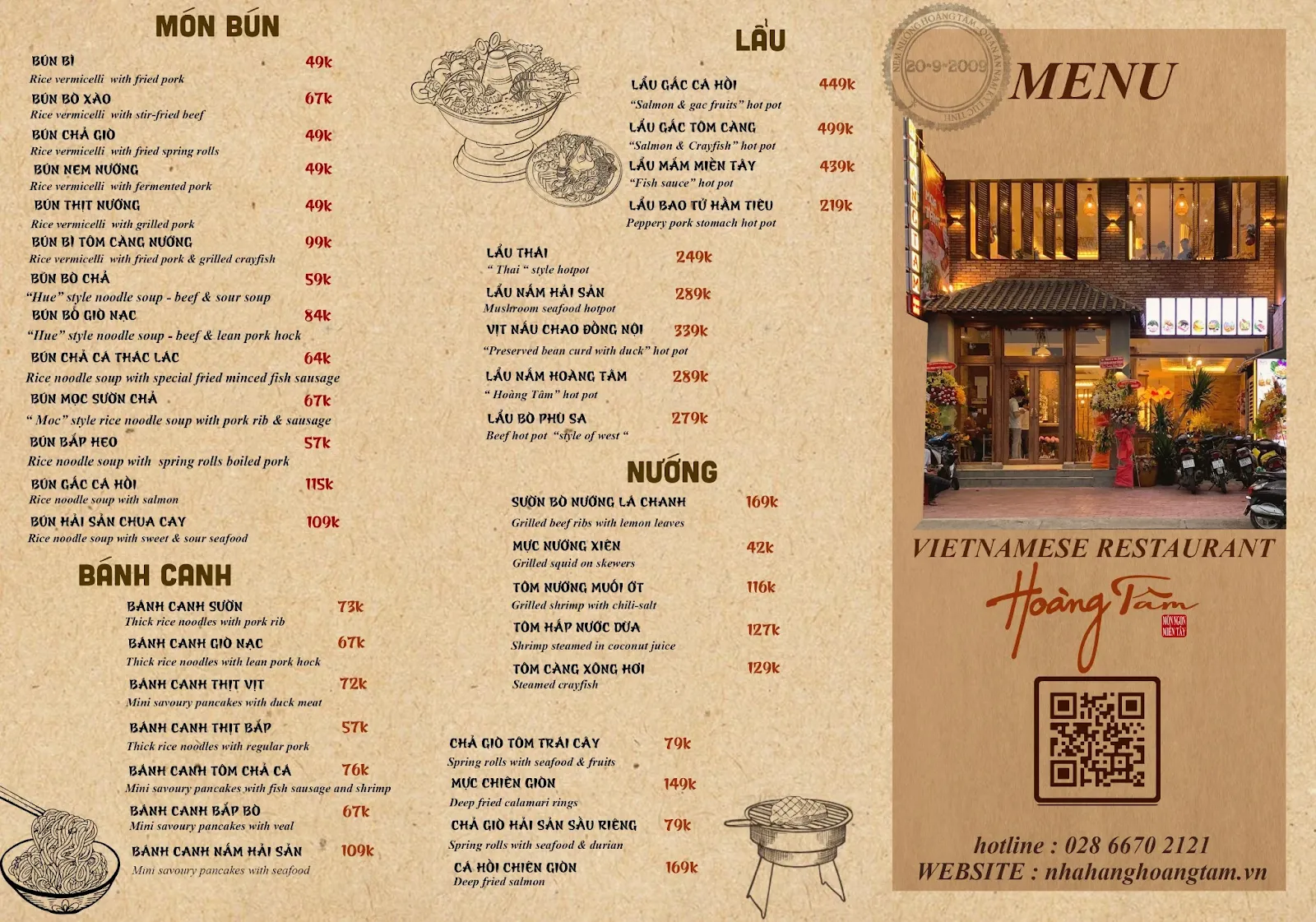 Thiết kế menu quán ăn Việt phong cách hiện đại