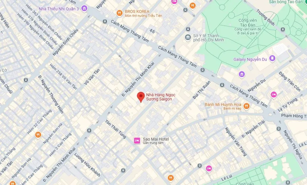 Địa chỉ nhà hàng hải sản Ngọc Sương Saigon tại Quận 1